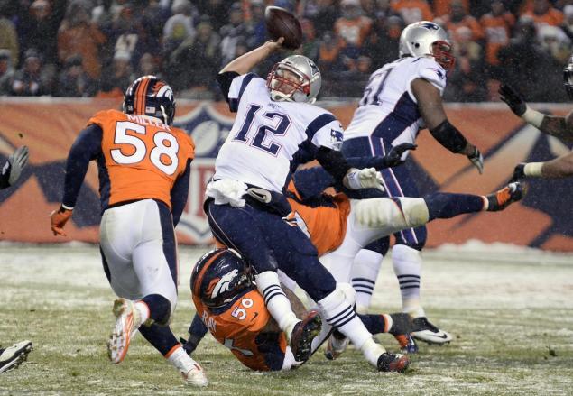 The Broncos sacked Tom Brady three times in their win