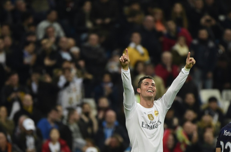 AFP  Pierre Philippe MarcouReal Madrid's forward Cristiano Ronaldo celebrates after scoring during a UEFA Champions League Group A football match against Malmo at the Santiago Bernabeu stadium in Madrid