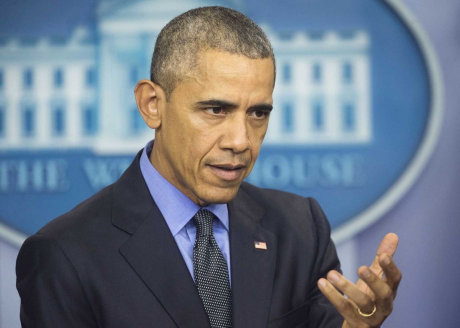 President Barack Obama speaks during a news conference in the White House Brady Press Briefing Room in Washington Friday Dec. 18 2015