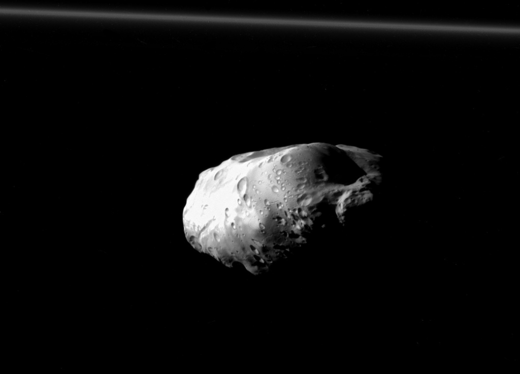 Saturn's moon Prometheus imaged by NASA's Cassini spacecraft on 6 December 2015. Image credit NASA  JPL-Caltech  Space Science Institute