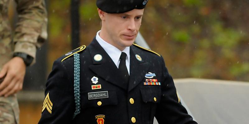 Army Sgt. Bowe Bergdahl leaves a military courthouse Tuesday in Fort Bragg N.C. Bergdahl was arraigned on charges of desertion and endangering troops stemming from his decision to leave his outpost in Afghanistan in 2009