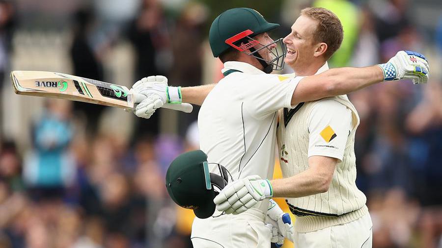 Shaun Marsh and Adam Voges put on Test cricket's all-time highest fourth-wicket stand of 449