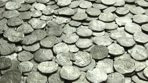 Silver coins recovered from the San Jose