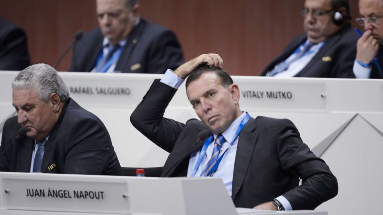 South American Football Confederation president Juan Angel Napout attends the 65th FIFA Congress in May 2015 in Zurich