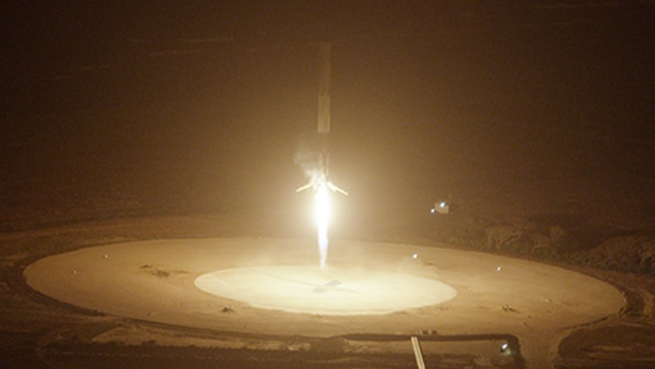 The SpaceX Falcon 9 rocket lands Monday night