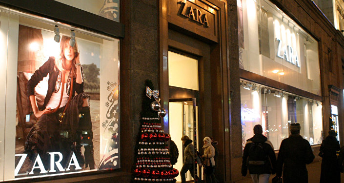 Christmas decorations outside the Zara boutique in Tverskaya Moscow's main street