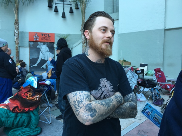 Jesse Brown waits in line for Star Wars opening