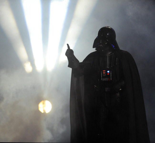 'Darth Vader speaks from the stage at the 2011 Scream Awards Saturday Oct. 15 2011 in Los Angeles. The award show is dedicated to the horror science fiction and fantasy genres of feature films television and comic books