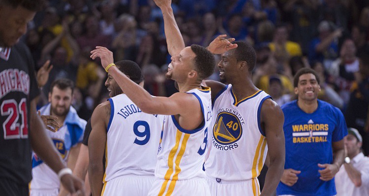 Stephen Curry Harrison Barnes Celebrate