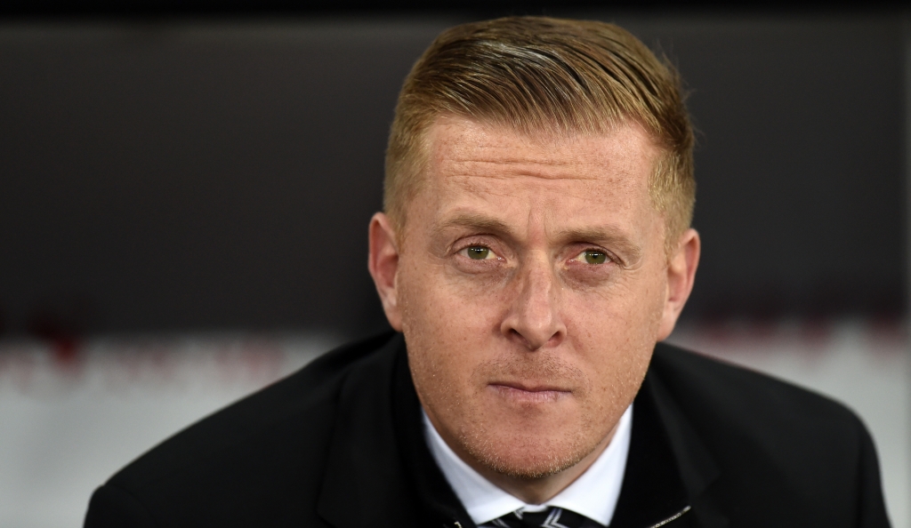 SWANSEA WALES- DECEMBER 05 Swansea manager Garry Monk looks on before the Barclays Premier League match between Swansea City and Leicester City at Liberty Stadium