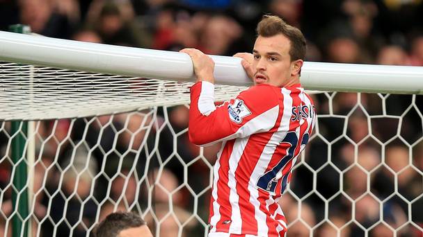 Swing when you're winning- Stoke's Xherdan Shaqiri was the man of the match against Manchester City