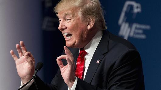 Republican Presidential hopeful Donald Trump speaks during the 2016 Republican Jewish Coalition Presidential Candidates Forum in Washington DC