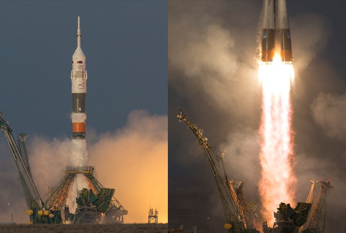 The Soyuz launched at 6:03 a.m. Tuesday Dec. 15 2015 to bring three humans to the International Space Station