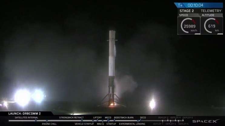 The SpaceX rocket readies for liftoff at Cape Canaveral Monday Night