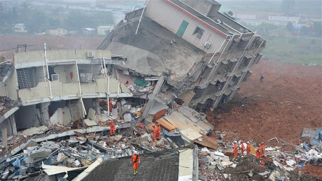 The aftermath of a landslide in the Chinese city of Shenzhen