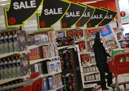 A shopper takes part in Black Friday sales at a Target store in Chicago Illinois United States