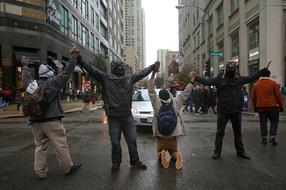 Laquan McDonald protesters march on Michigan Avenue on Black Friday