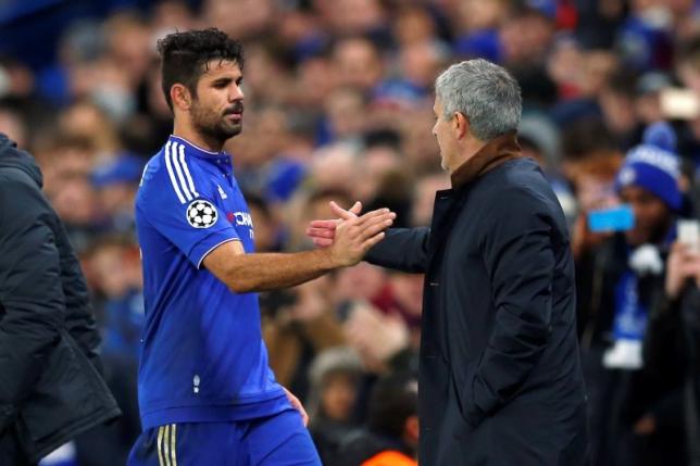 Football Soccer- Chelsea v FC Porto- UEFA Champions League Group Stage- Group G- Stamford Bridge London England- 9/12/15Chelsea manager Jose Mourinho with Diego Costa as he is substituted Reuters  Eddie KeoghLivepicEDITORIAL USE ONLY