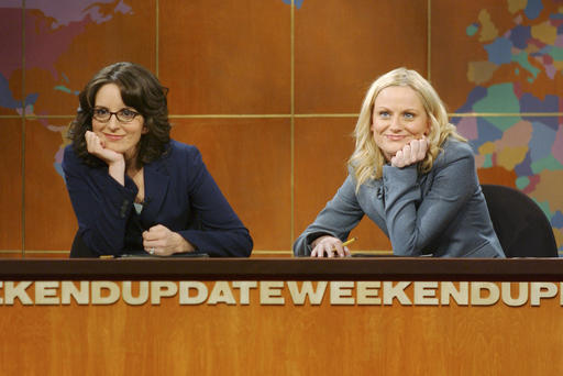 Tina Fey and Amy Poehler during a'Weekend Update skit on Saturday Night Live Feb. 4 2006