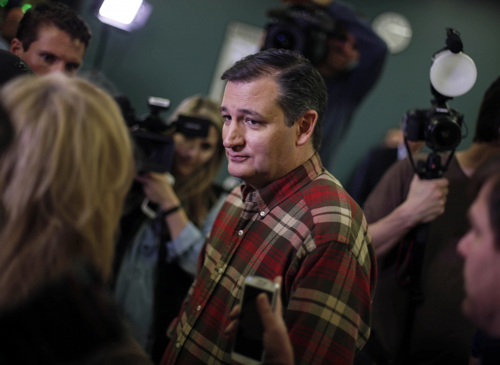 Republican presidential candidate Sen. Ted Cruz R Texas speaks to supporters at the Crossroads Shooting Sports gun shop on Friday Dec. 4 2015 in Johnston Iowa