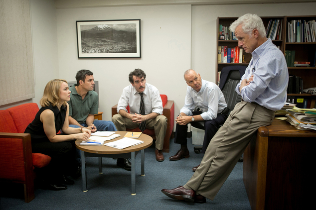 Road Films shows Rachel McAdams from left as Sacha Pfeiffer Mark Ruffalo as Michael Rezendes Brian d'Arcy James as Matt Carr