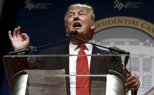 Republican presidential candidate Donald Trump speaks at the Republican Jewish Coalition's Presidential Forum in Washington D.C. on Dec. 3 2015