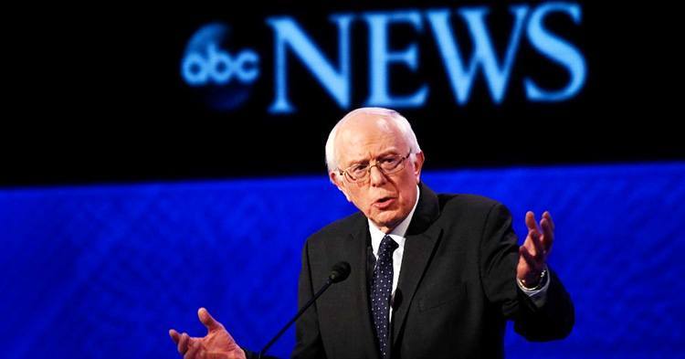 Sen. Bernie Sanders speaking during the Democratic Presidential debate from St. Anselm College in Manchester New Hampshire on Saturday Dec. 19