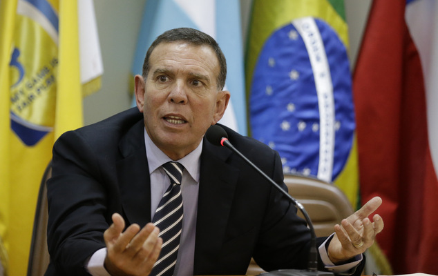 CONMEBOL President Juan Angel Napout talks during a press conference in Asuncion Paraguay. Napout was arrested on Th