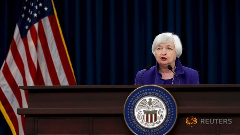 U.S. Federal Reserve Chairman Janet Yellen holds a news conference in Washingt