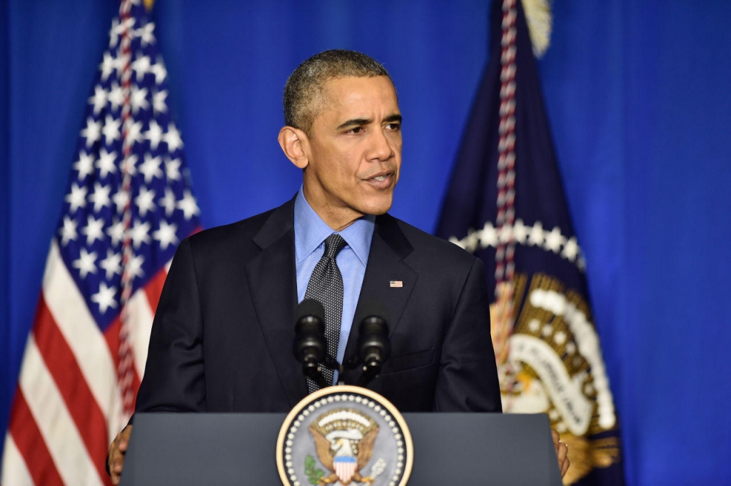 U.S. President Barack Obama speaks during a press conference in Paris France