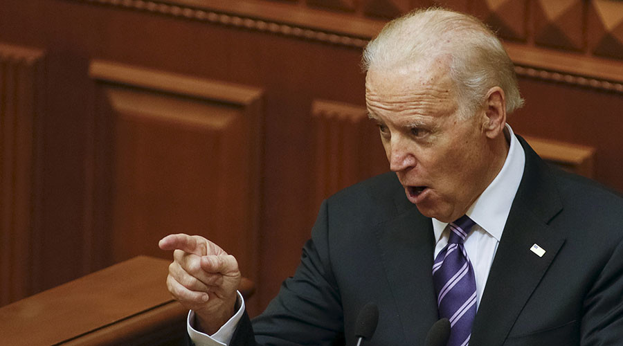 U.S. Vice President Joe Biden addresses deputies at the parliament in Kiev Ukraine