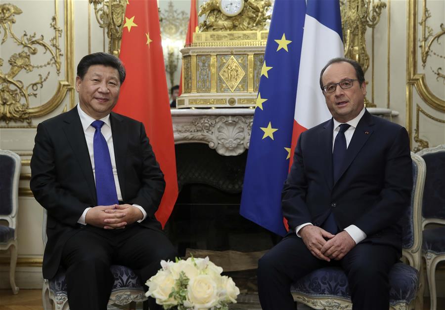 Chinese President Xi Jinping meets with French President Francois Hollande in Paris France Nov. 29 2015