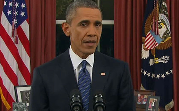 US President Barack Obama gives a speech in the Oval Office of the White House