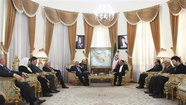 Secretary of Iran’s Supreme National Security Council Ali Shamkhani in a meeting with President of the French Senate Gerard Larcher in Tehran