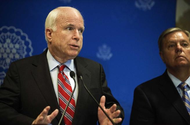 US Republican Senator John Mc Cain and Republican Senator Lindsey Graham