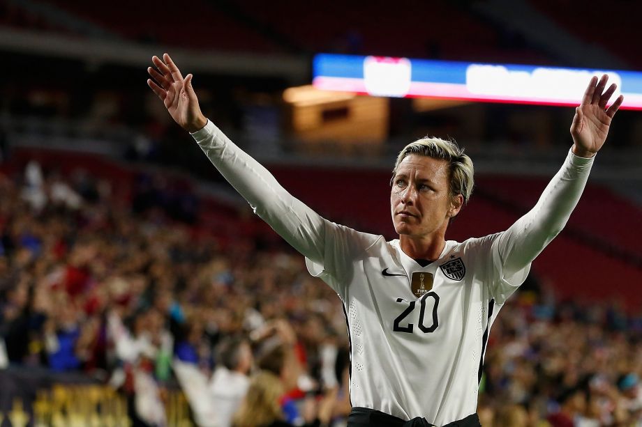 Abby Wambach says goodbye to the fans in Glendale Ariz. after the Americans’ game against China on Sunday