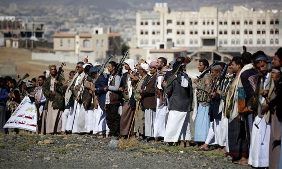 Houthis attend a tribal gathering showing support for the Houthi movement in Sanaa Yemen Monday Dec. 14 2015