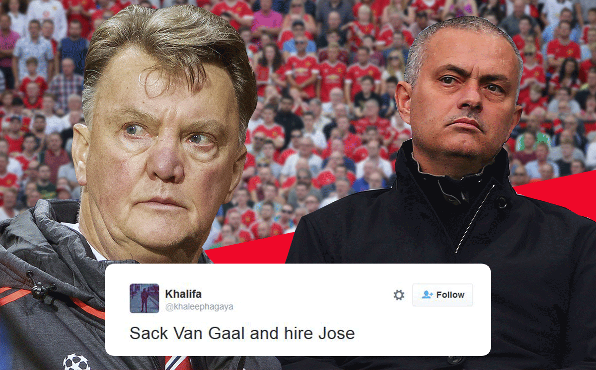 Fans beg Man United to replace LvG with Mourinho after Norwich loss