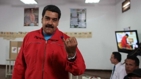 Venezuelan President Nicolas Maduro after casting his vote in parliamentary elections Dec. 6 2015