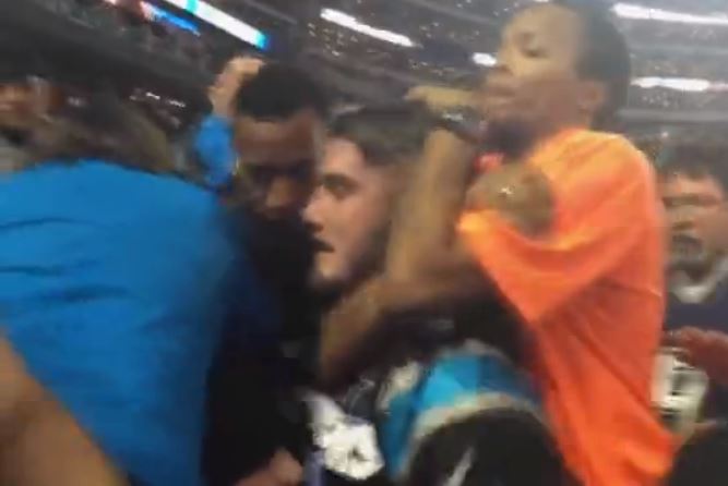 Panthers fan taunts Cowboys fans, put in chokehold by security