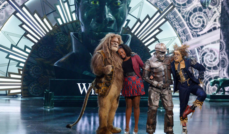 From left David Alan Grier as Lion Shanice Williams as Dorothy Ne Yo as Tin-Man and Elijah Kelley as Scarecrow