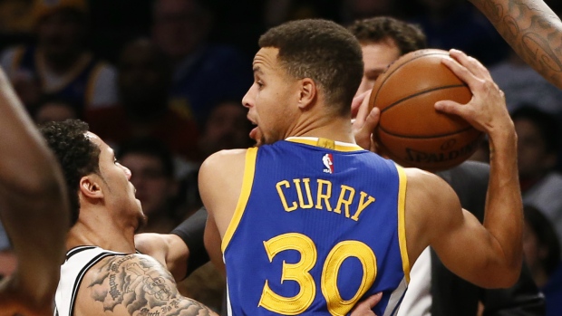 Brooklyn Nets guard against Steph Curry