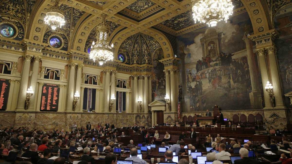 Members of Pennsylvania's House of Representatives debate over budget proposals. A proposed pension deal caused the entire budget deal to collapse over the weekend