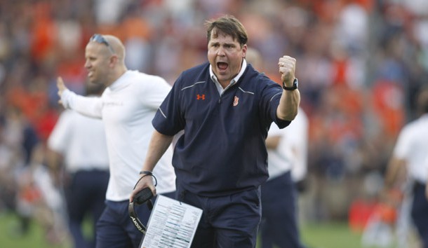 Nov 28 2015 Auburn AL USA Auburn Tigers defensive coordinator Will Muschamp complains to an official during the second quarter against the Alabama Crimson Tide at Jordan Hare Stadium. Mandatory Credit John Reed-USA TODAY Sports