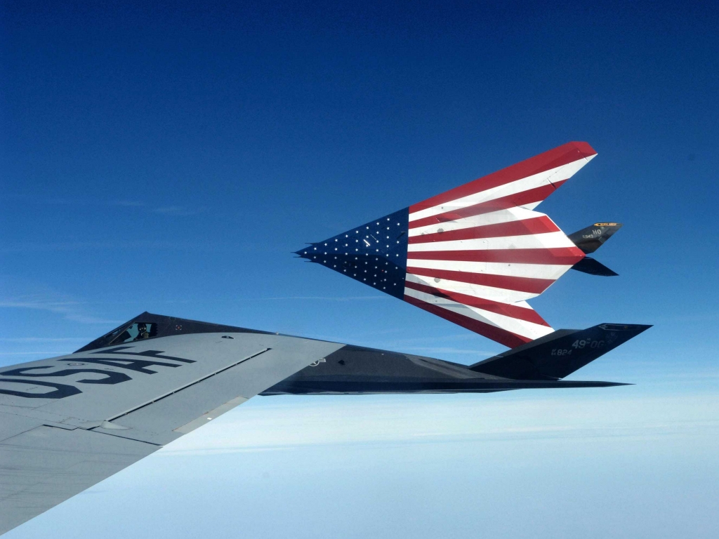 American flag nighthawks plane fighter jet