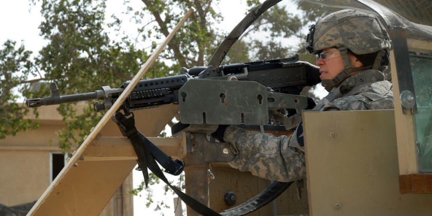 Pfc. Evelyn Williams a Temple Hills Md. native and the only female member of the brigade commander and command sergeant major's Personal Security Detachment 2nd Brigade Combat Team 2nd Infantry Division enjoys being the lead gunner and being