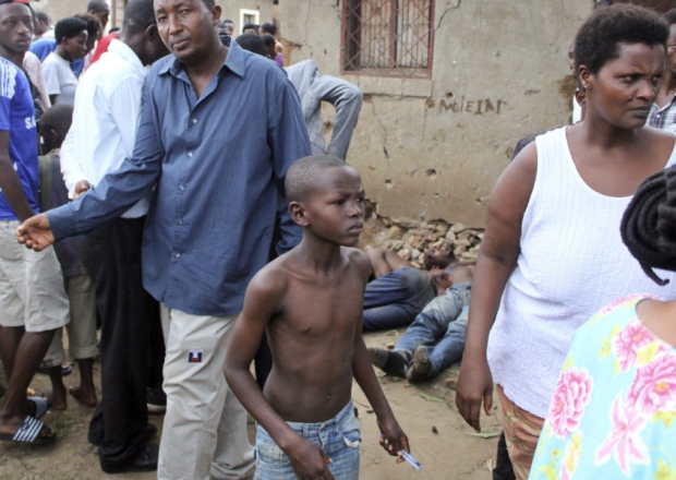 Bystanders at the scene of one of the attacks in Bujumbura