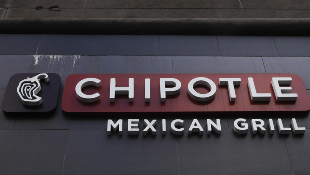 A Chipotle restaurant sign is seen in Manhattan