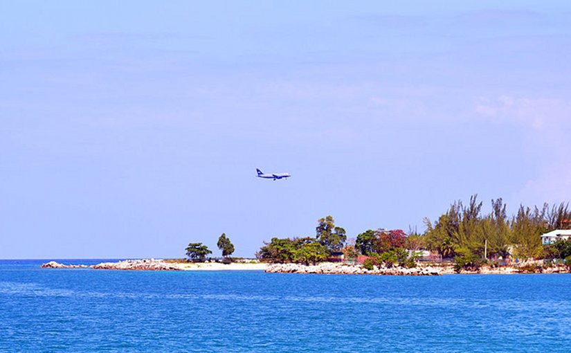 A US Airways aircraft landing at Montego Bay