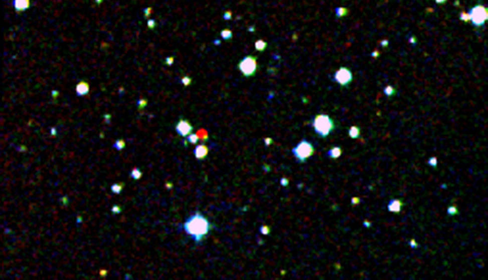 A nearby star stands out in red in this image from the Second Generation Digitized Sky Survey.
Credits DSS  NASA  JPL-Caltech